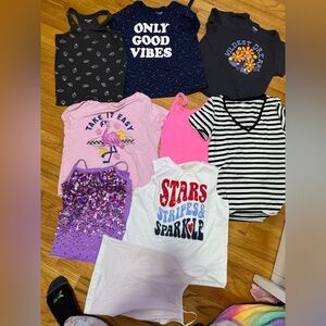 Mix of t shirt old navy , gap , justice , Cherokee tops . 9 pieces bundle